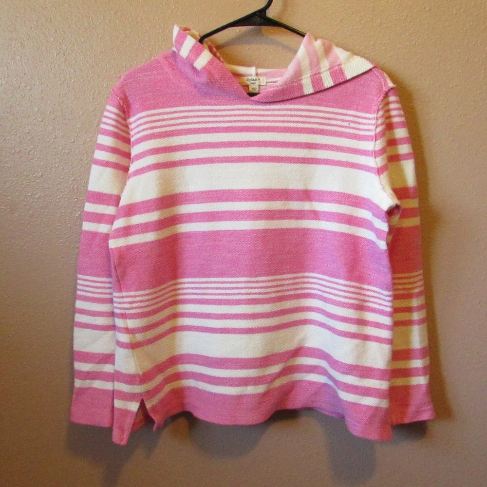 Dylan Pink and White Striped Hoodie